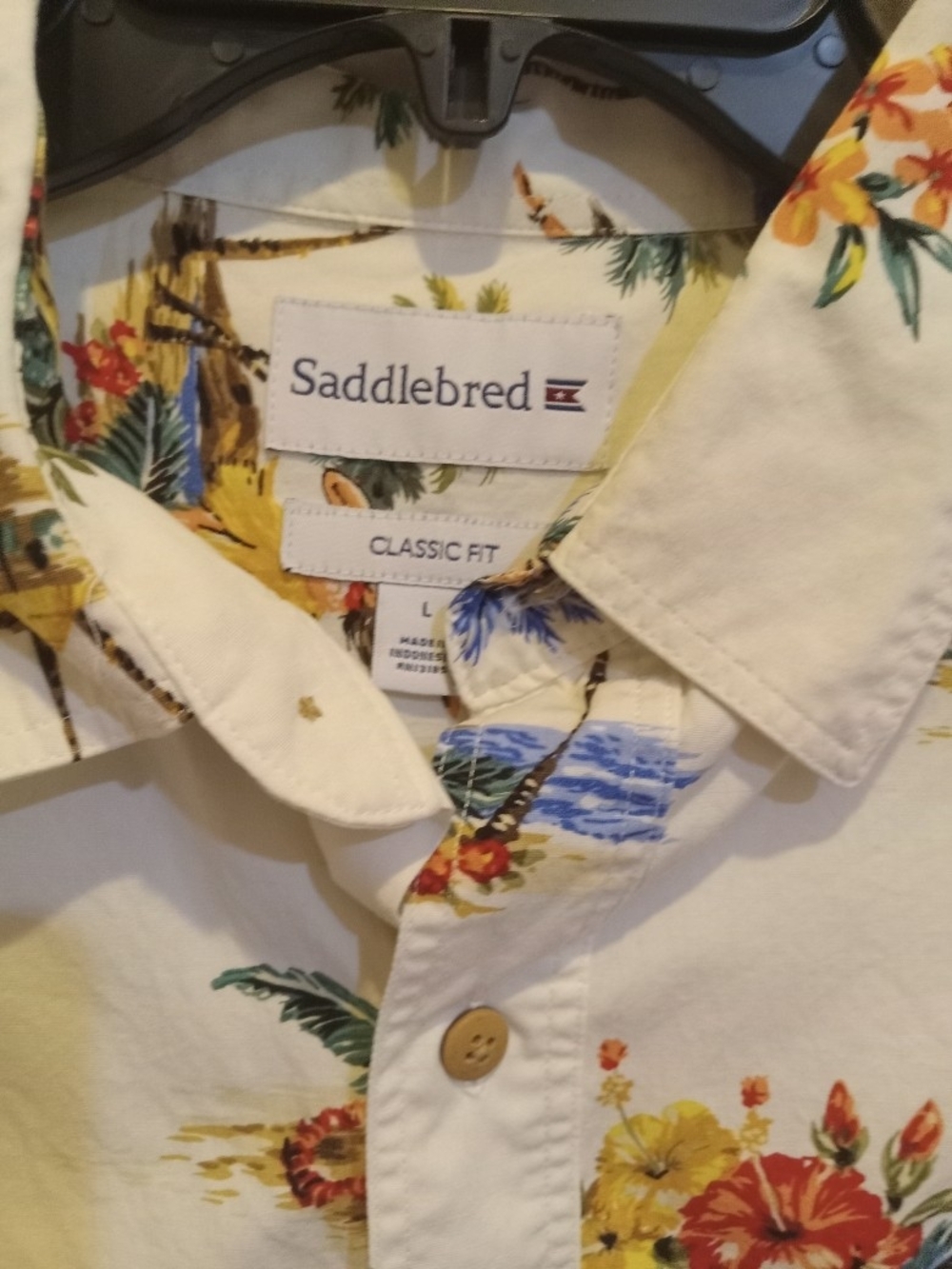 Saddlebred White Tropical Floral Short-Sleeve Button Shirt
